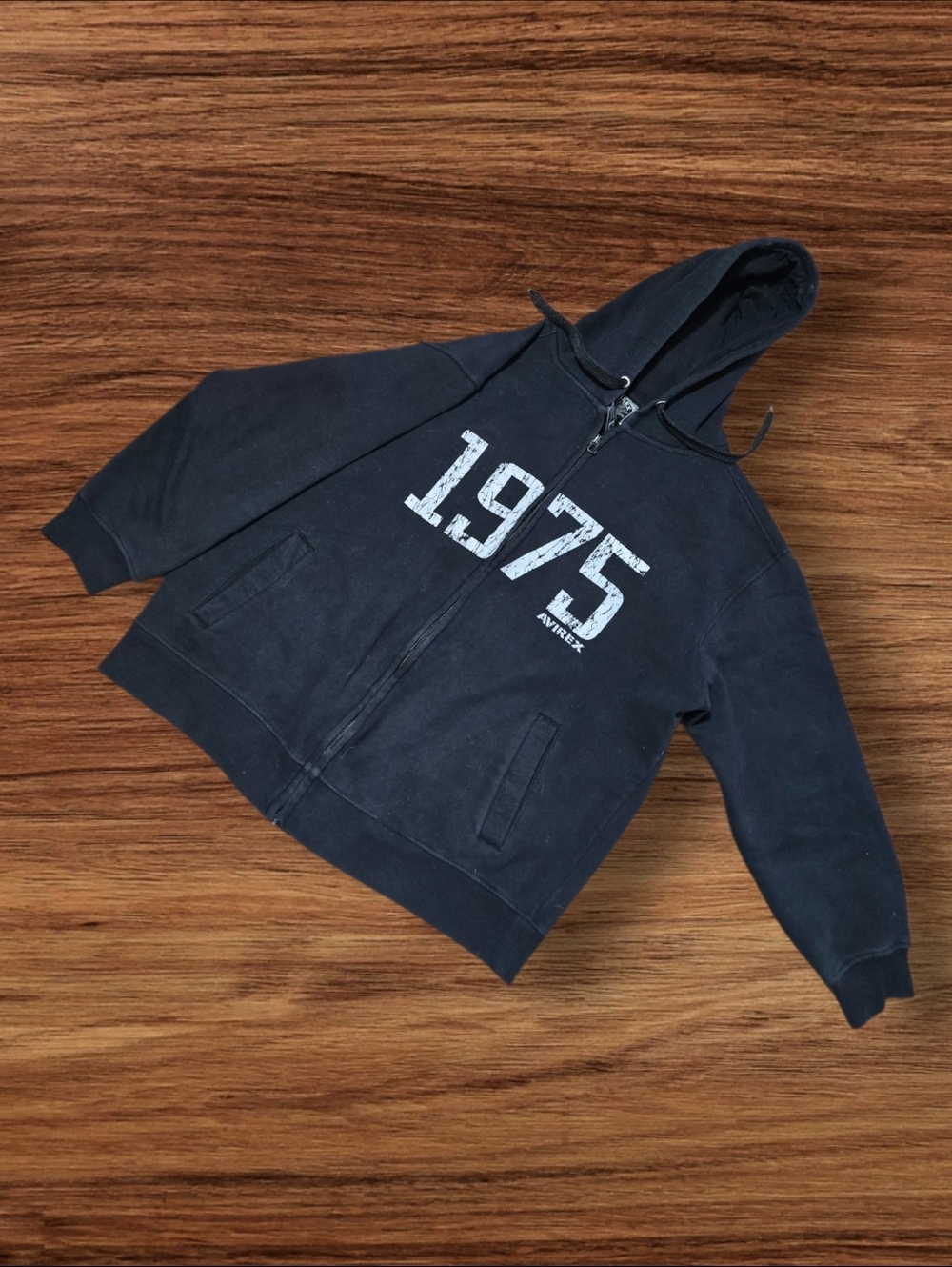 Avirex 1975 Black Graphic Zip-Up Hoodie